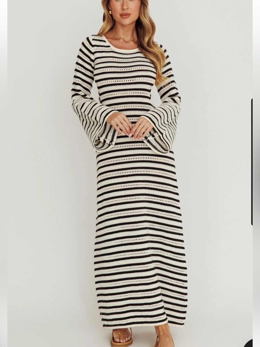 Indikah Meredith Knit Bell-Sleeve Maxi Dress